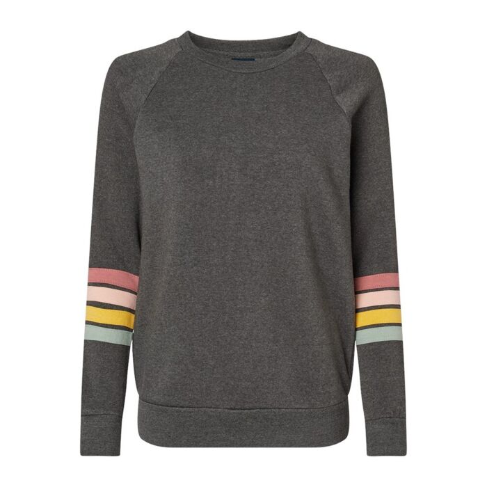 Women's Striped Sleeves Crewneck Sweatshirt Thumbnail