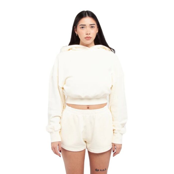 Ladies' Garment Dye Crop Hooded Sweatshirt Thumbnail