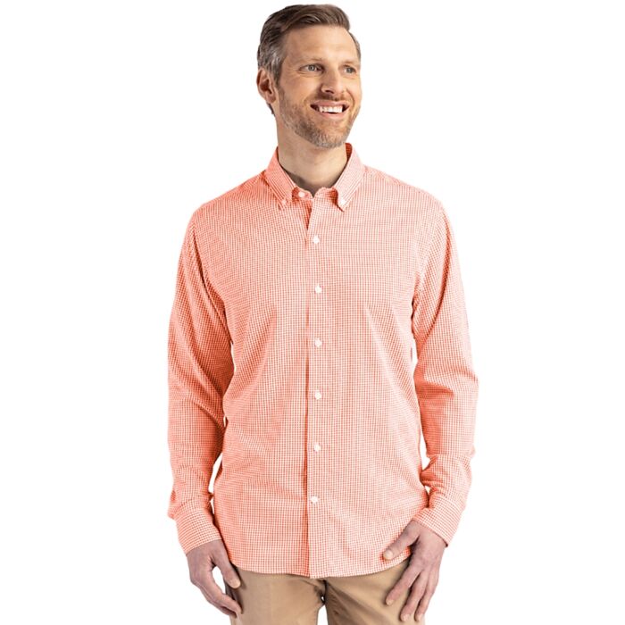 Cutter & Buck Skyline Epic Confidence Recycled Gingham Mens Long Sleeve Dress Shirt Thumbnail