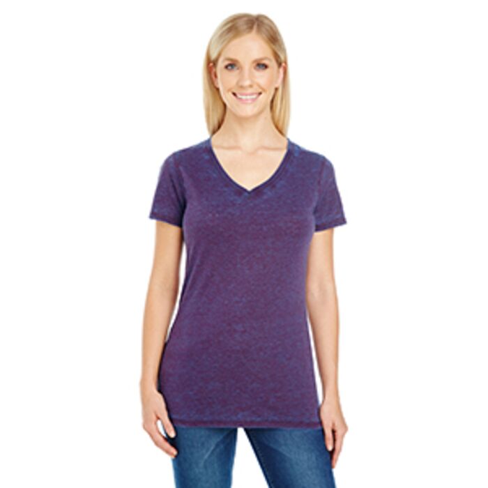 Ladies' Cross Dye Short-Sleeve V-Neck T-Shirt Thumbnail