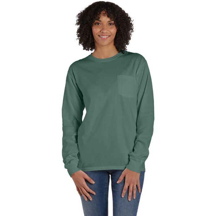 Unisex Garment-Dyed Long-Sleeve T-Shirt with Pocket Thumbnail