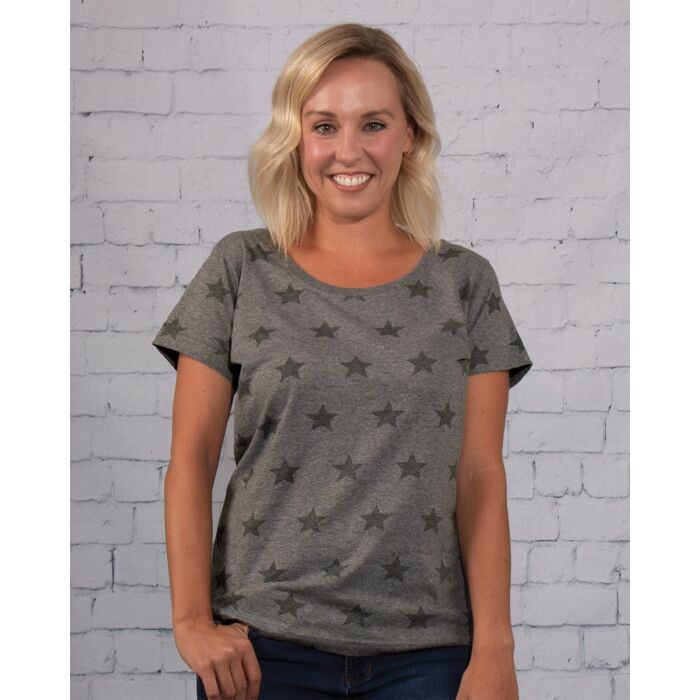 Women's Star Print Scoop Neck Tee Thumbnail