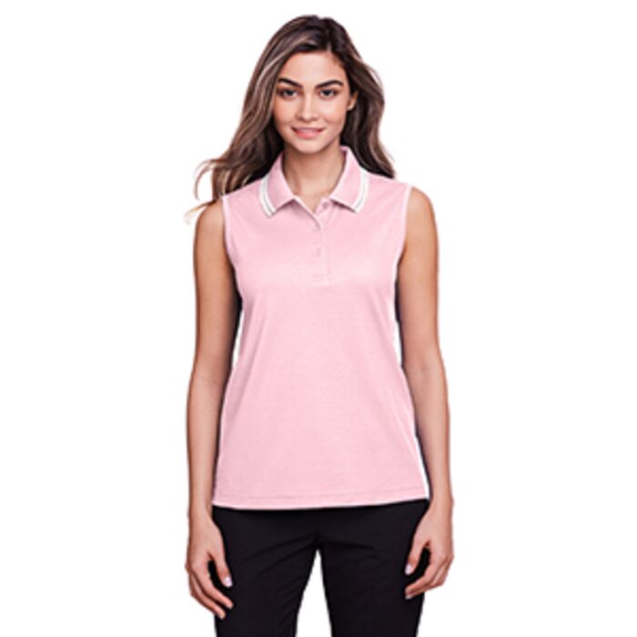 CrownLux Performance® Ladies' Plaited Tipped Sleeveless Polo Thumbnail