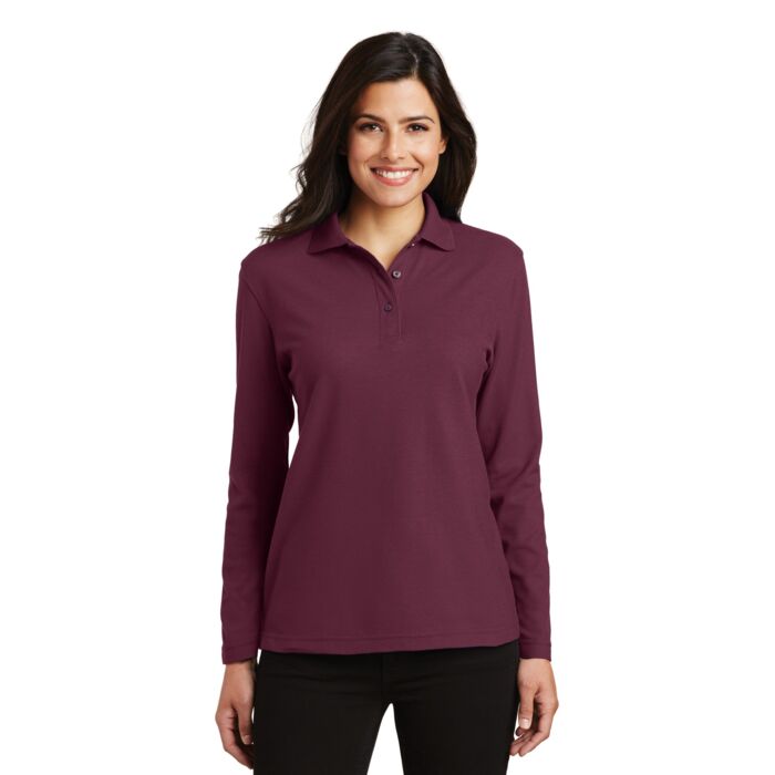 Ladies Silk Touch Long Sleeve Polo Thumbnail