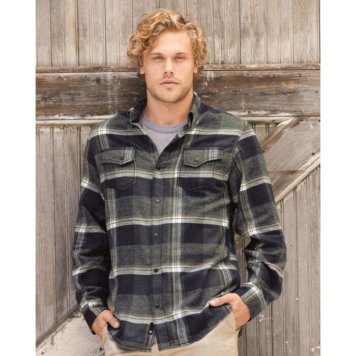 Snap Front Long Sleeve Plaid Flannel Shirt Thumbnail
