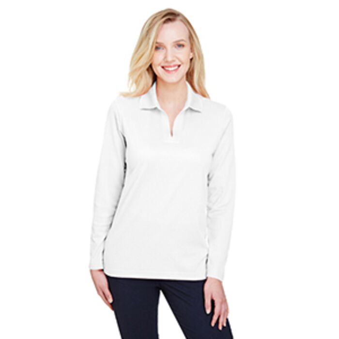 CrownLux Performance™ Ladies' Plaited Long Sleeve Polo Thumbnail