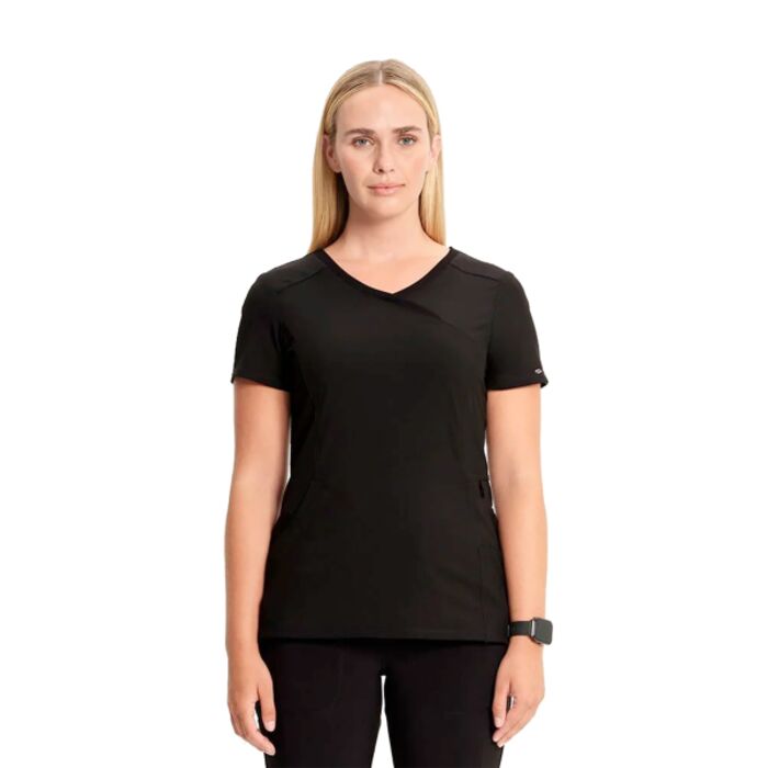 Infinity Women's Mock Wrap Solid Scrub Top Thumbnail